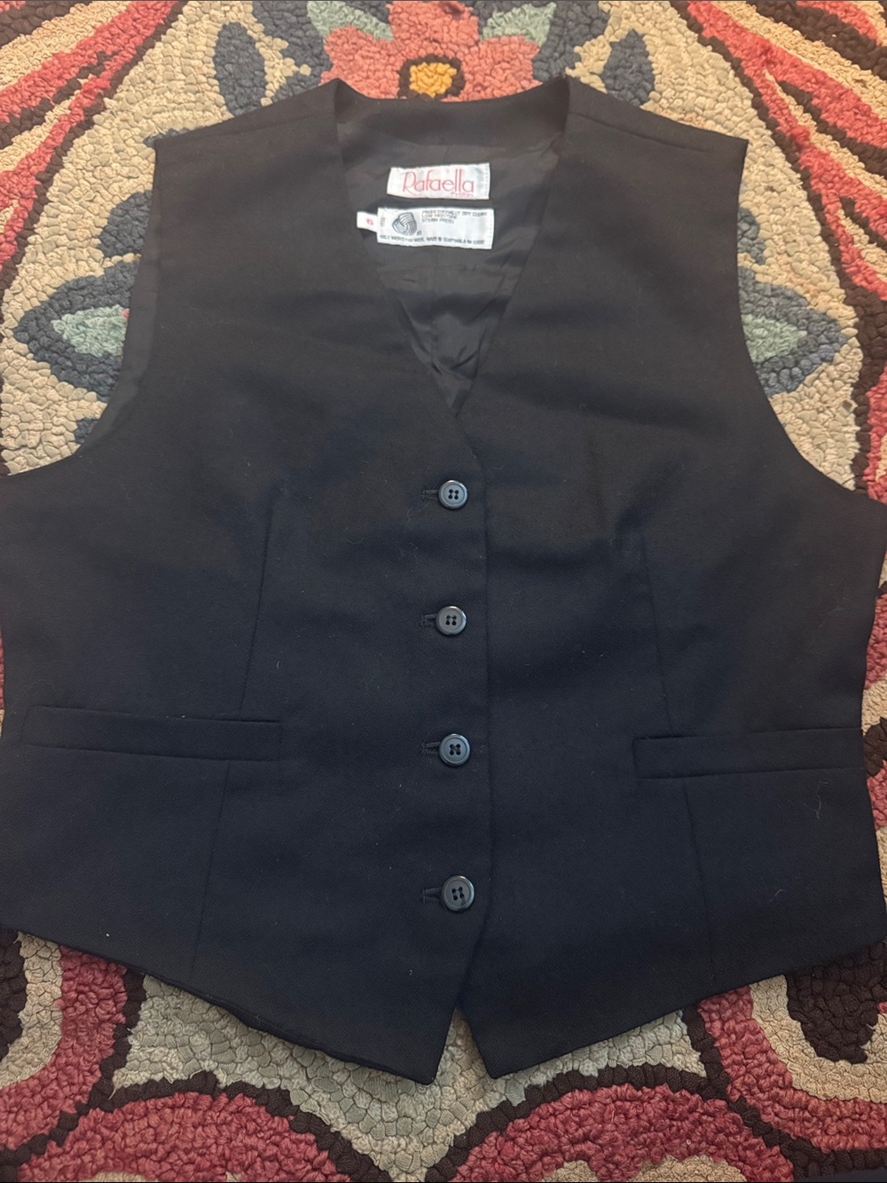 Rafaella Black Button Front Vest